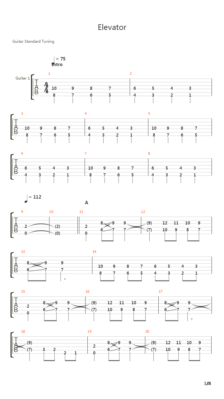 Elevator吉他谱