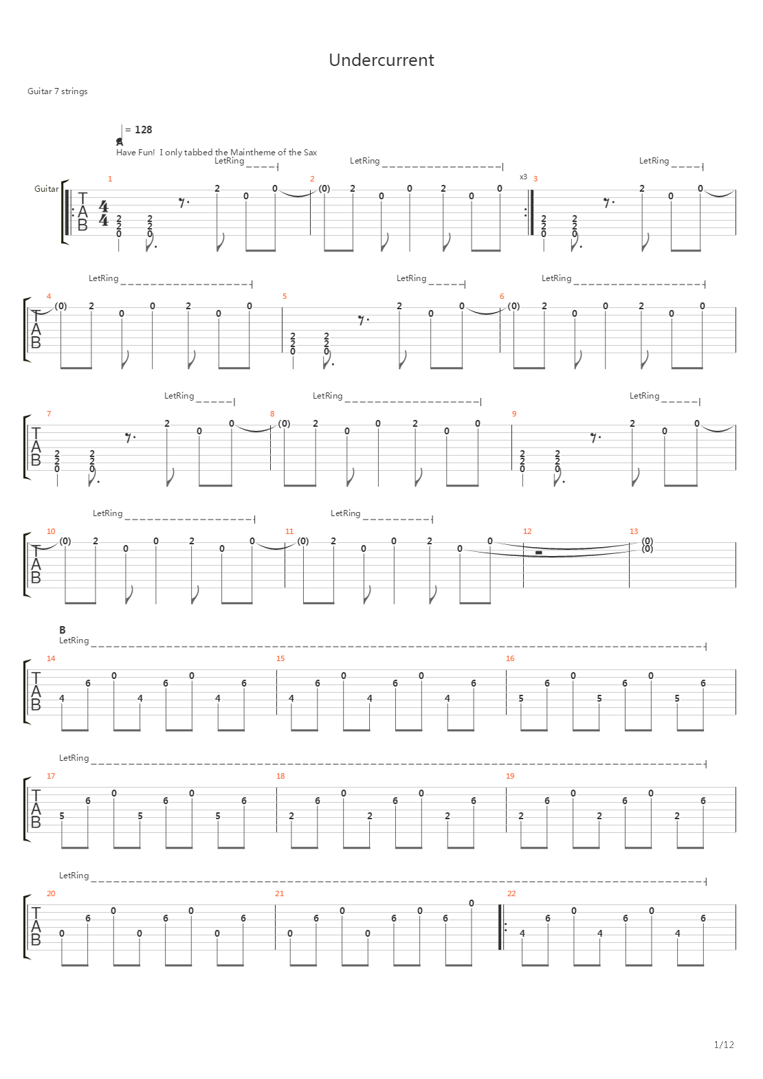 Undercurrent吉他谱
