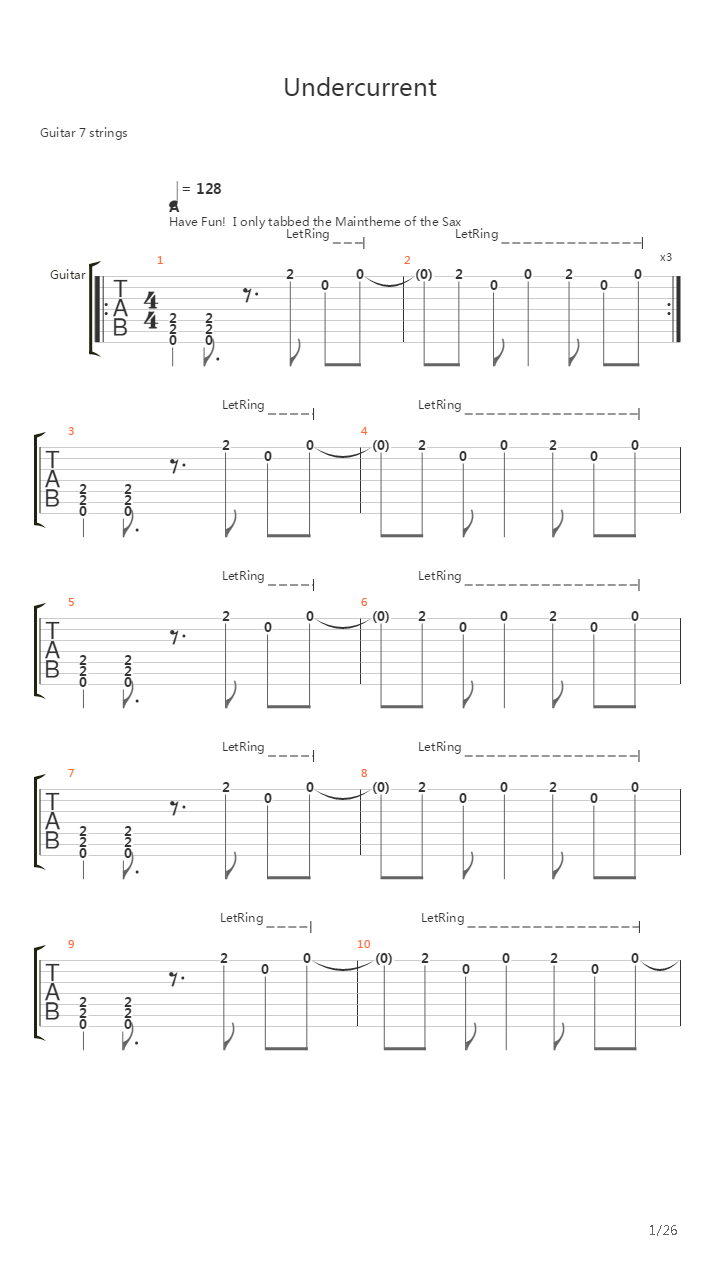 Undercurrent吉他谱