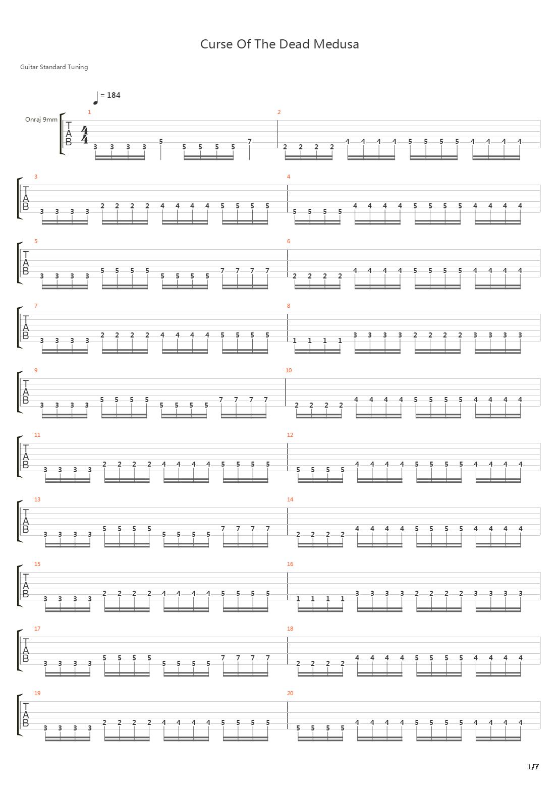 Curse Of The Dead Medusa吉他谱