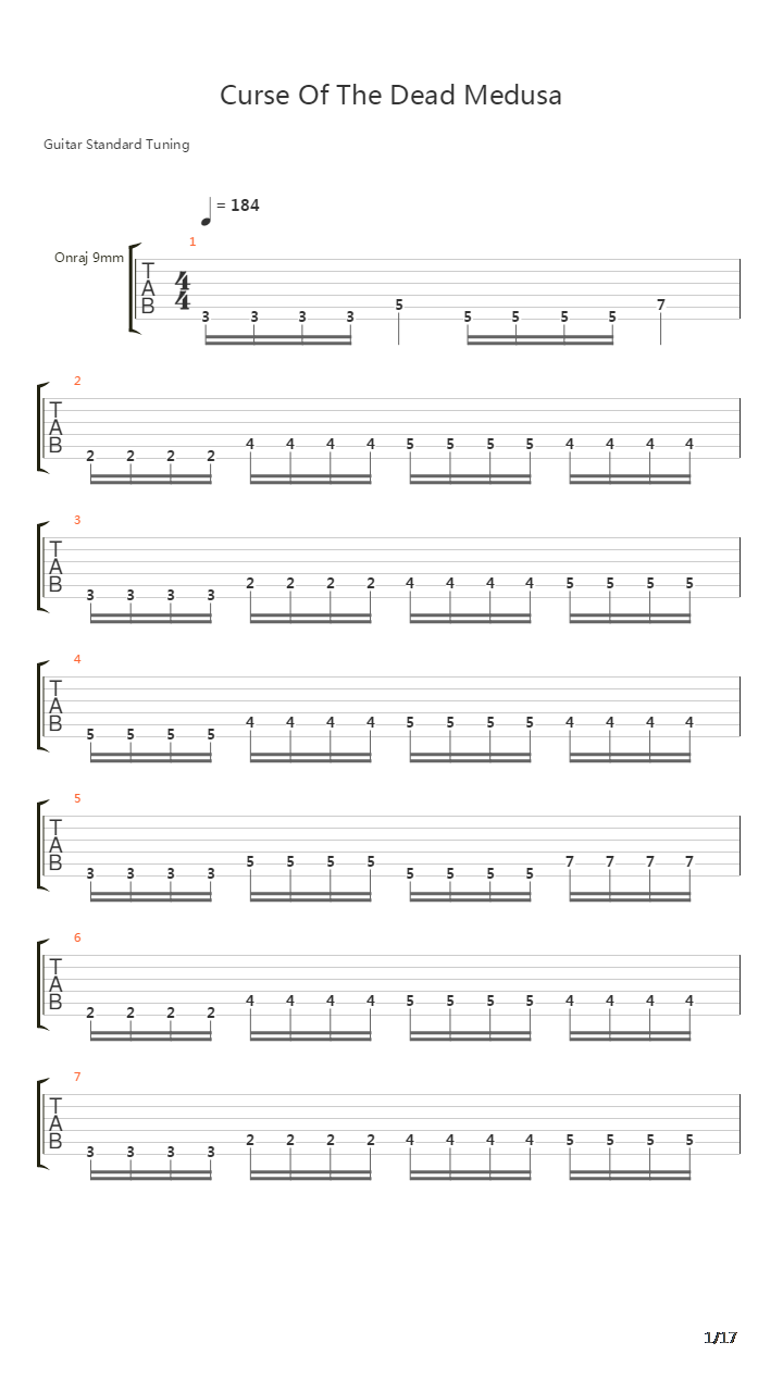 Curse Of The Dead Medusa吉他谱