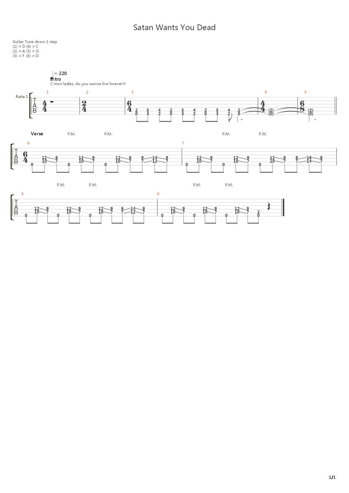 Satan Wants You Dead吉他谱
