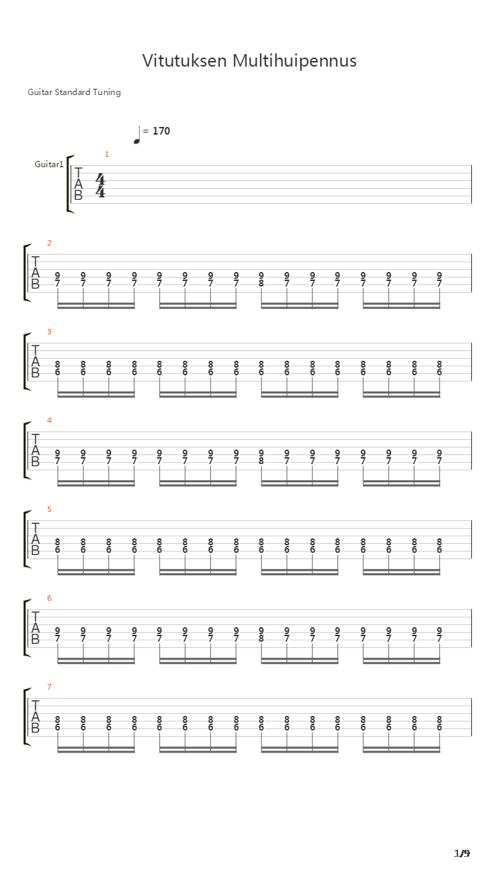 Vitutuksen Multihuipennus吉他谱