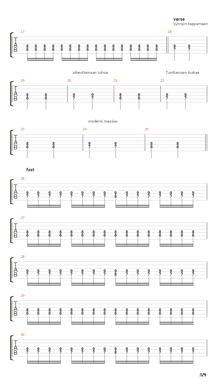 Vitutuksen Multihuipennus吉他谱