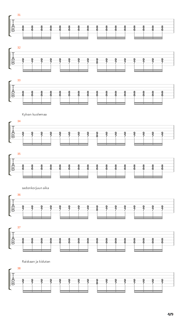 Vitutuksen Multihuipennus吉他谱