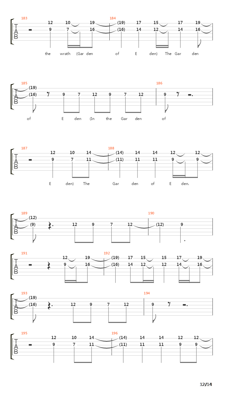 Garden Of Eden吉他谱