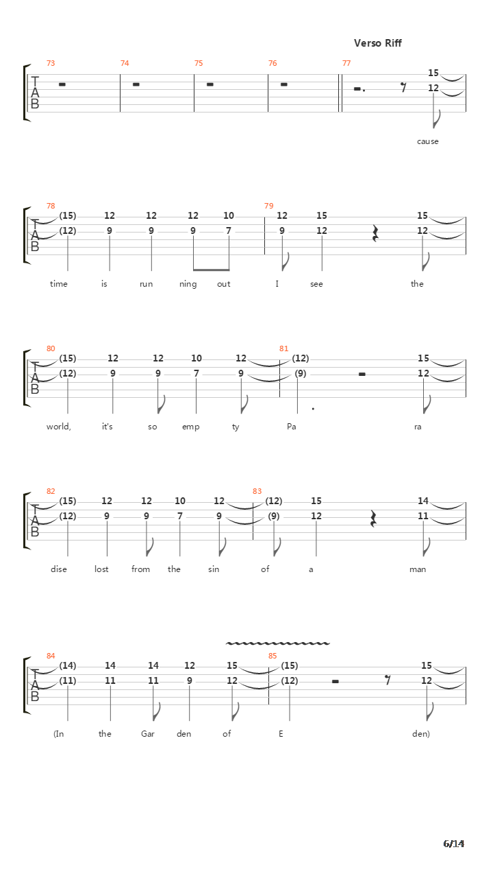 Garden Of Eden吉他谱