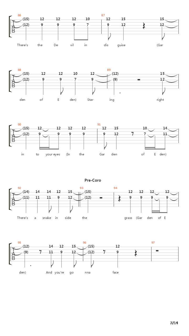 Garden Of Eden吉他谱
