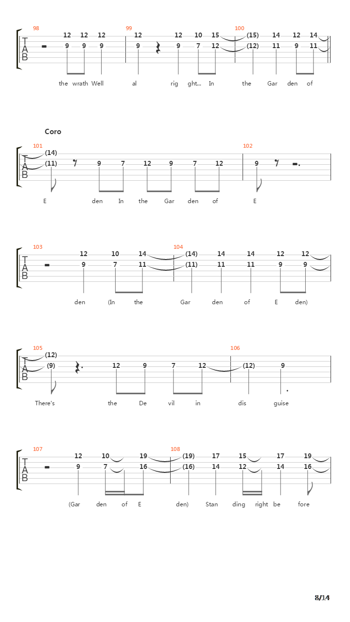 Garden Of Eden吉他谱