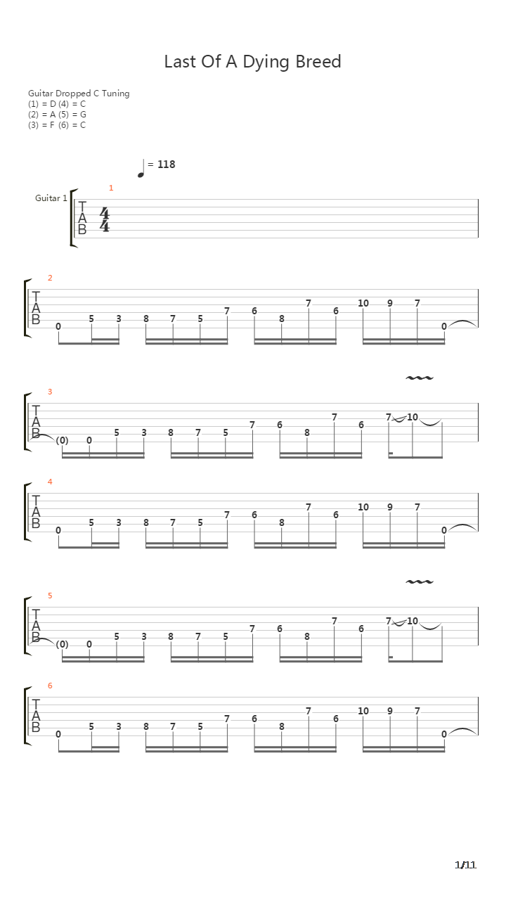 Last Of A Dying Breed吉他谱