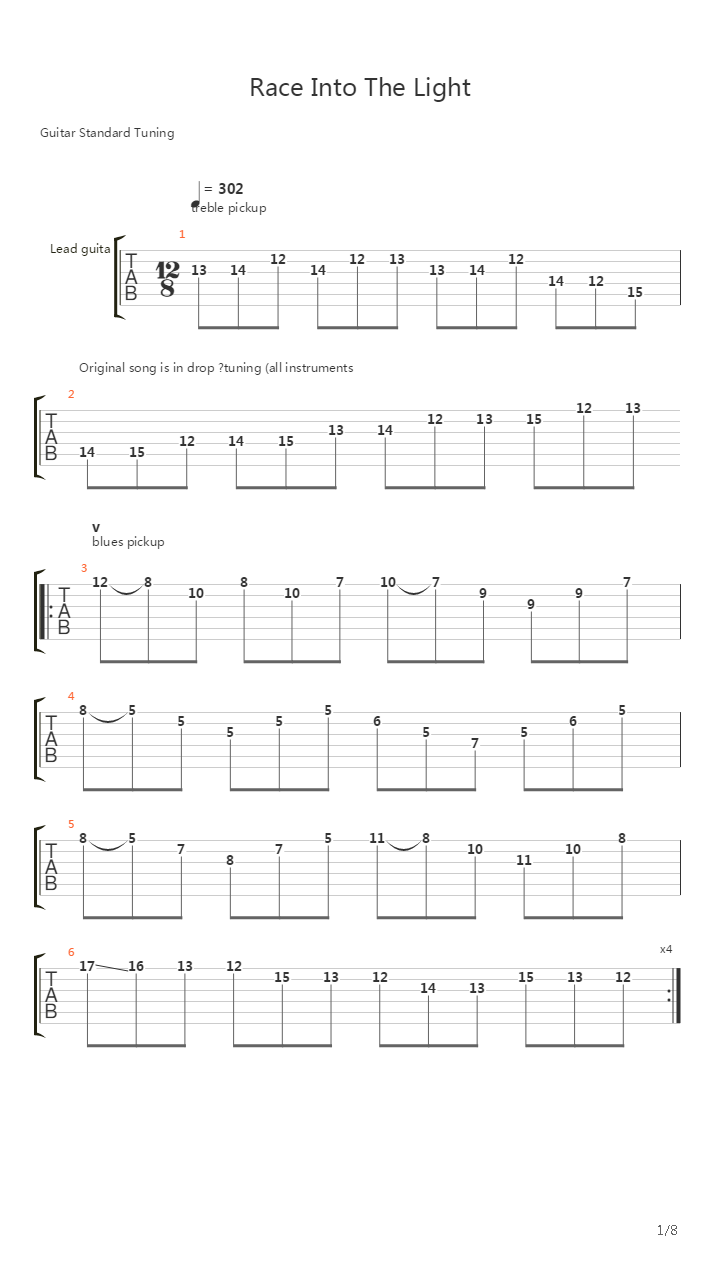 Race Into The Light吉他谱