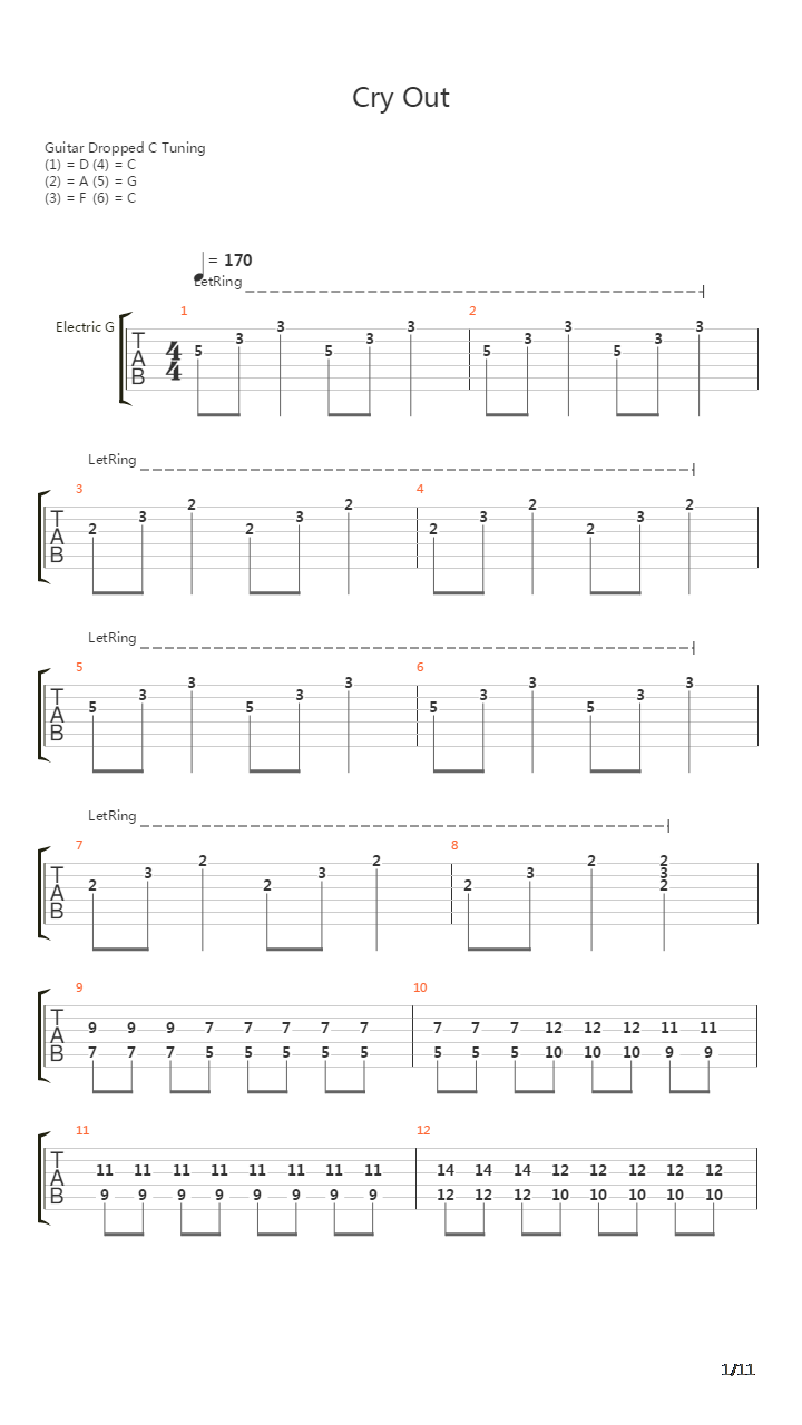 Cry out吉他谱