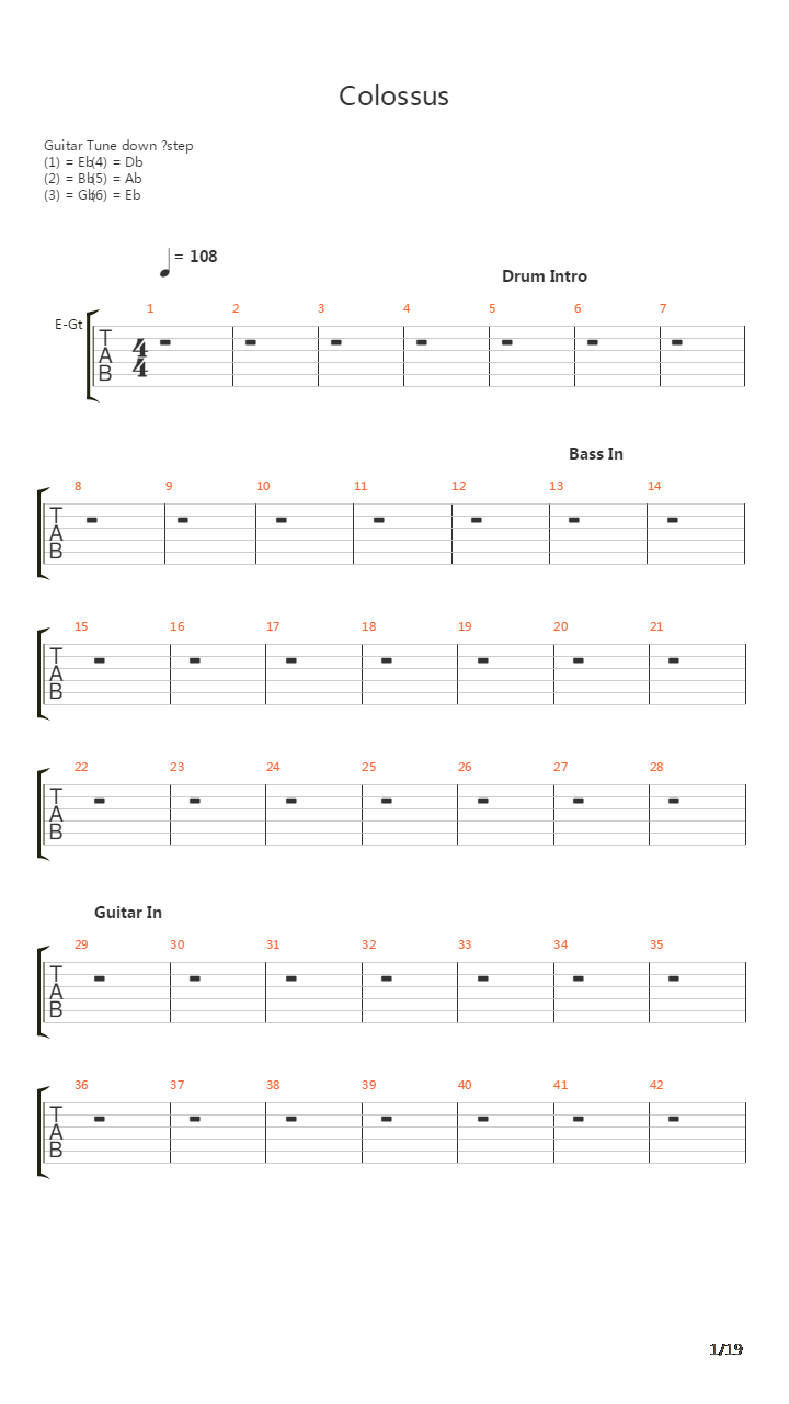 Colossus吉他谱