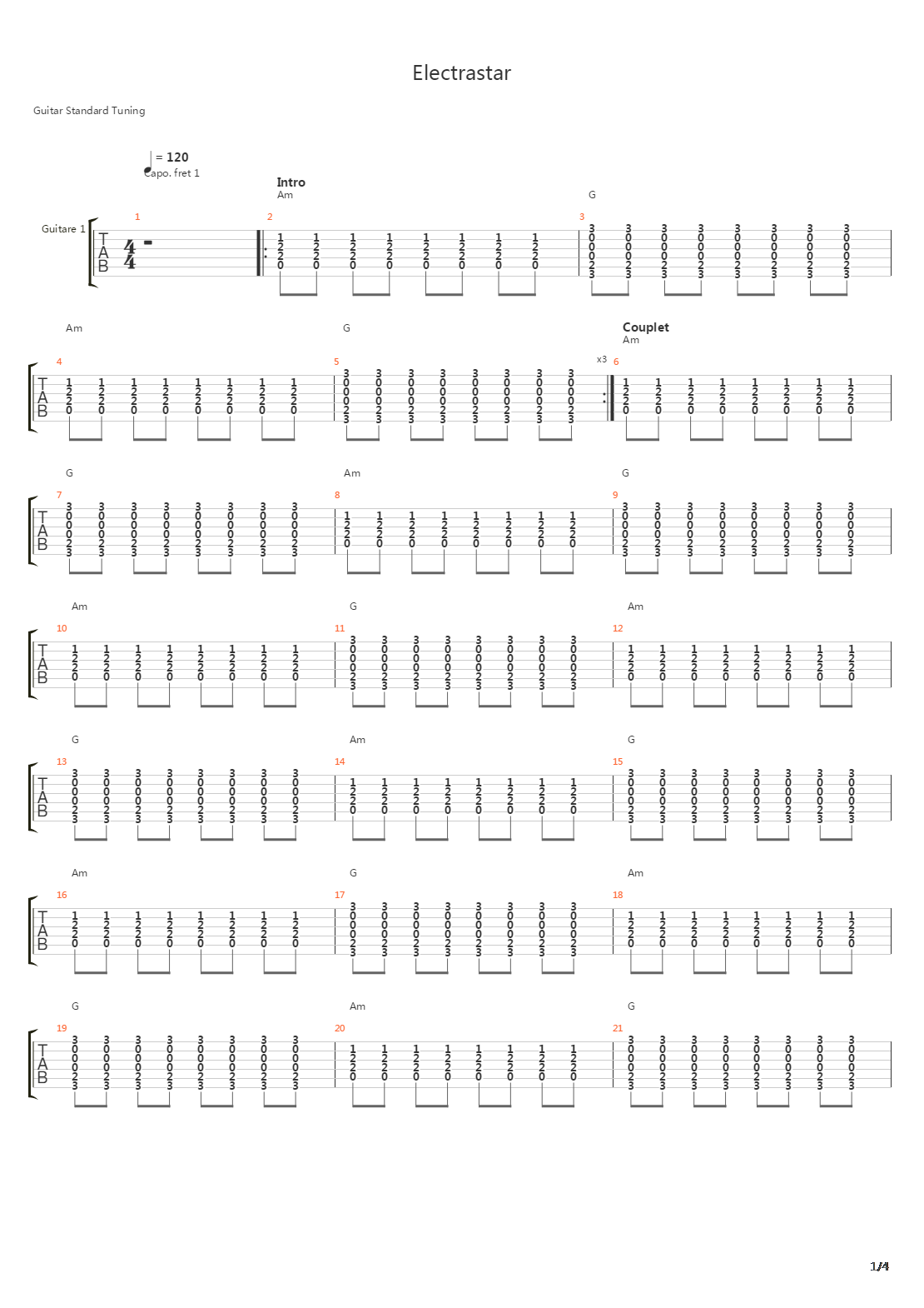 Electrastar吉他谱