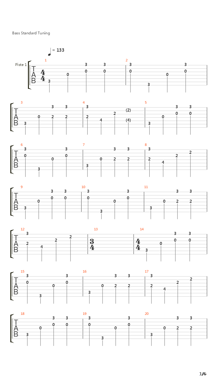 Le Dernier Jour吉他谱