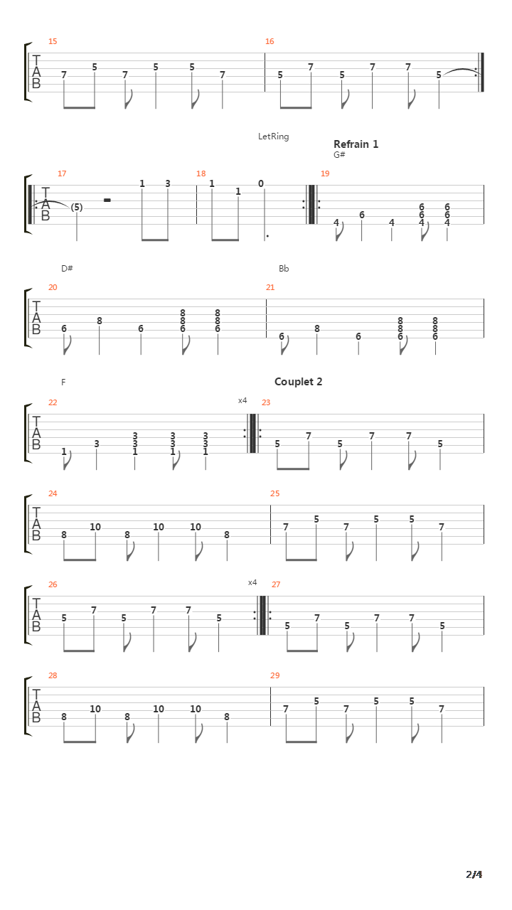 Trois Nuits Par Semaine吉他谱