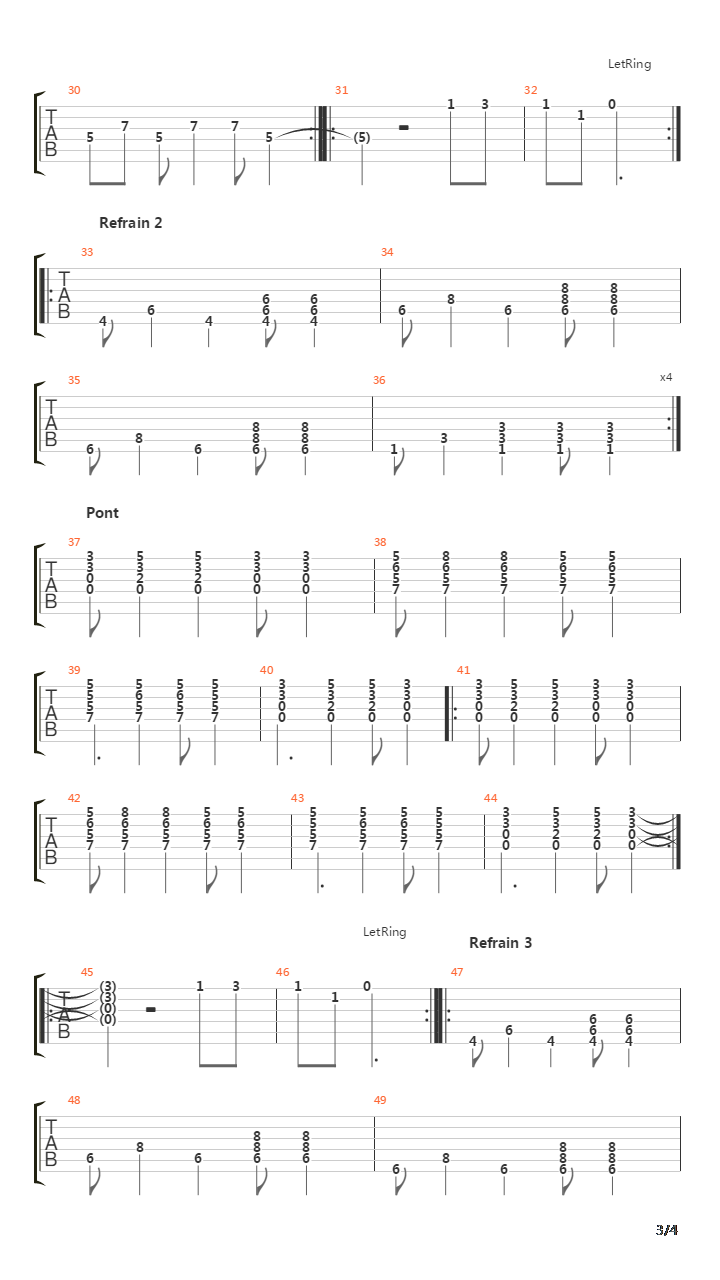 Trois Nuits Par Semaine吉他谱