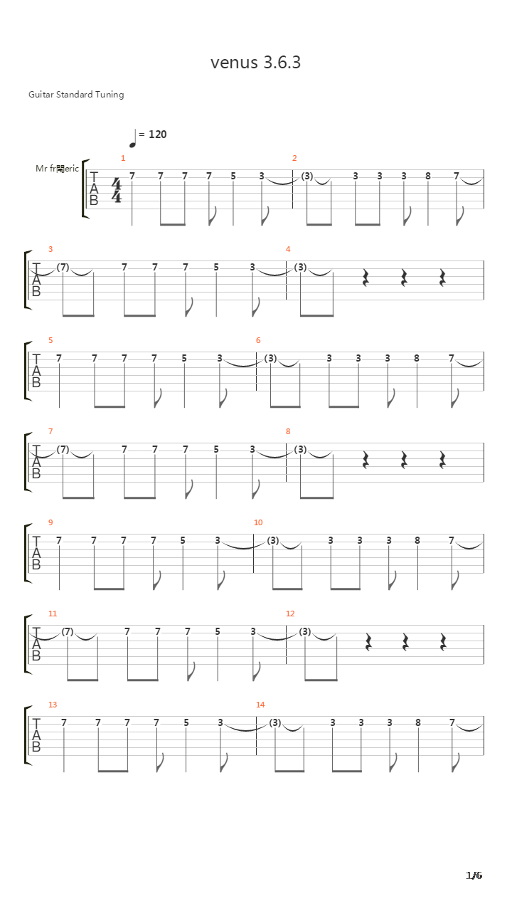 Venus 363吉他谱