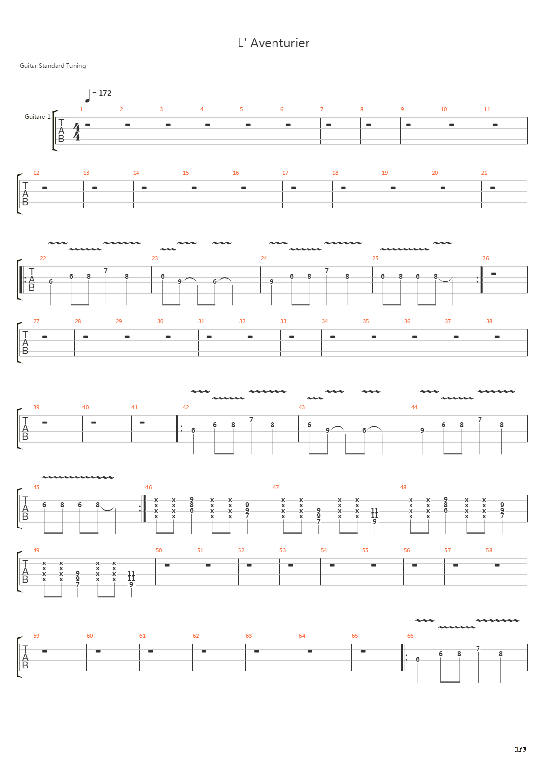 L Aventurier吉他谱