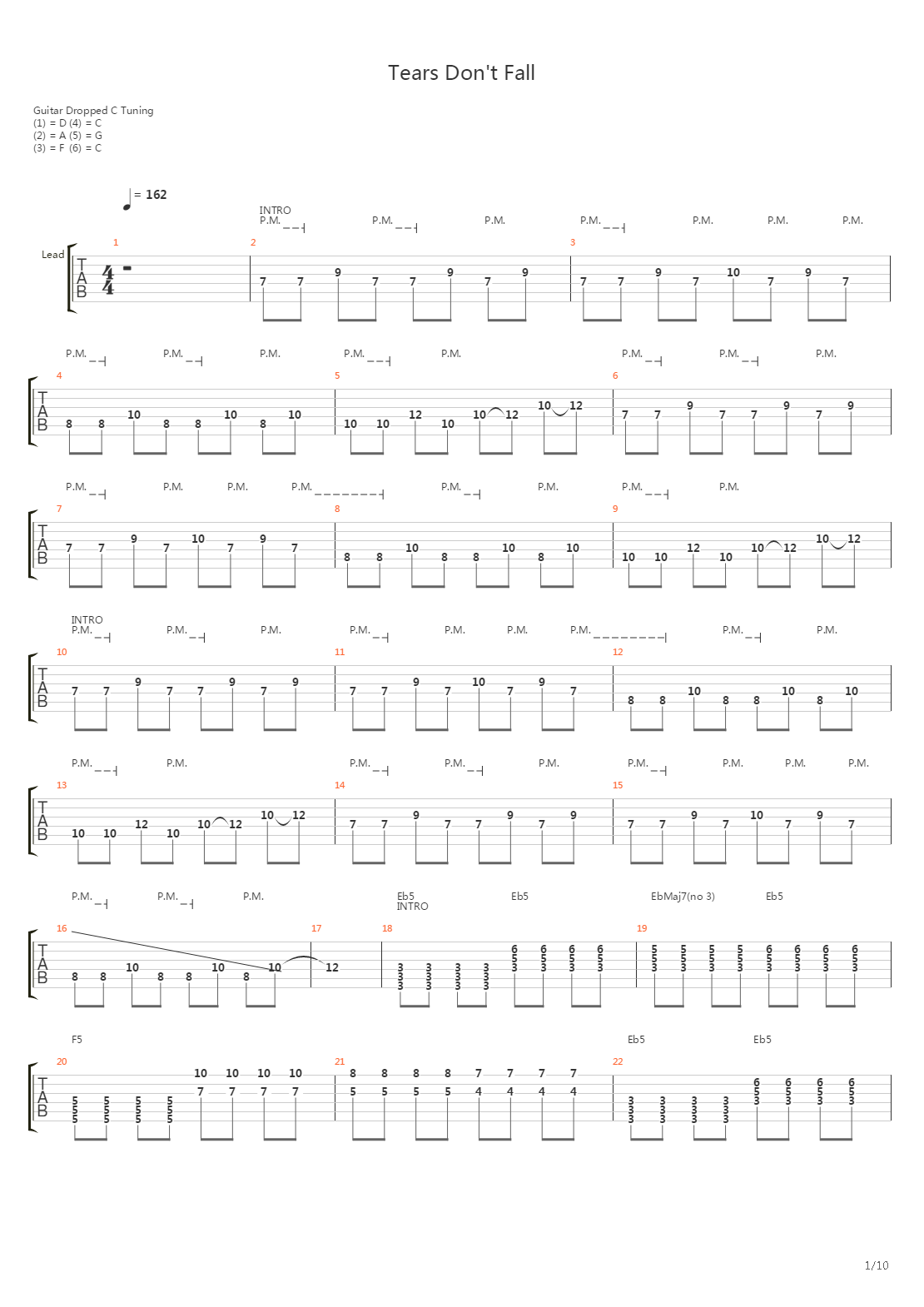 Tears Dont Fall吉他谱