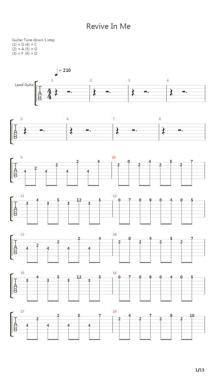 Revive In Me吉他谱