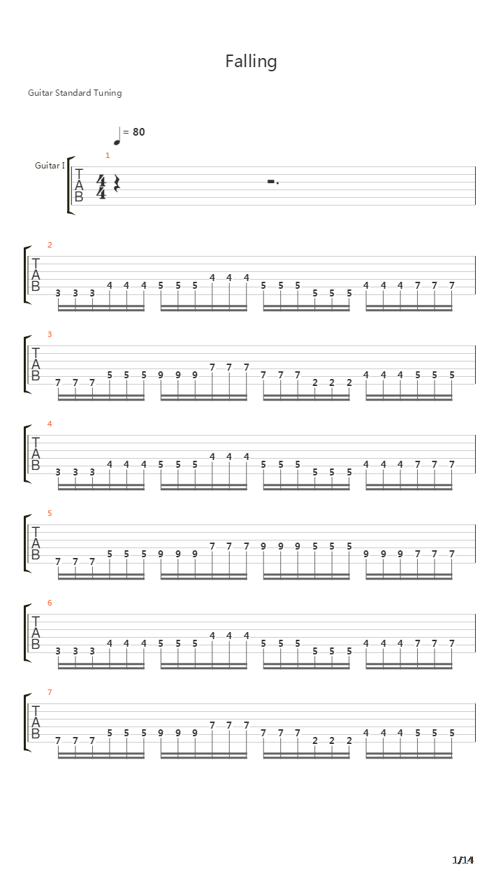 Falling吉他谱