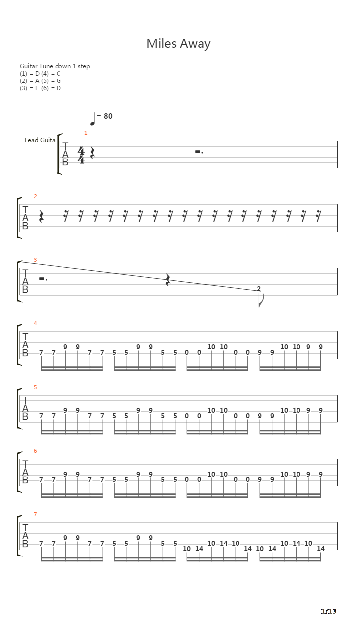 Miles Away吉他谱