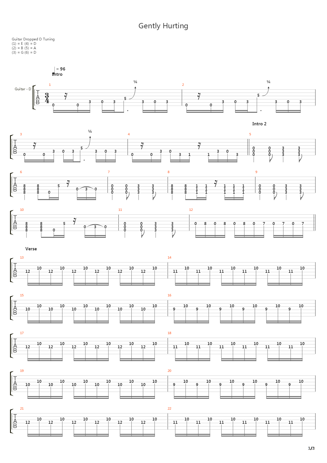 Gently Hurting吉他谱