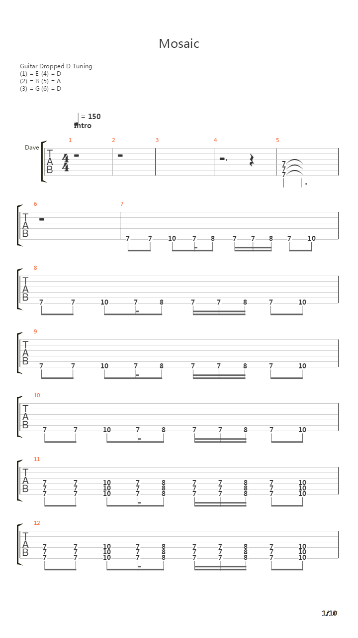 Mosaic吉他谱