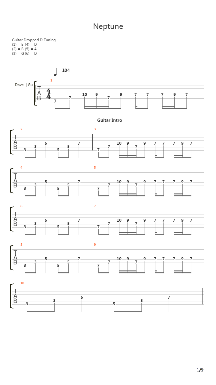 Neptune吉他谱