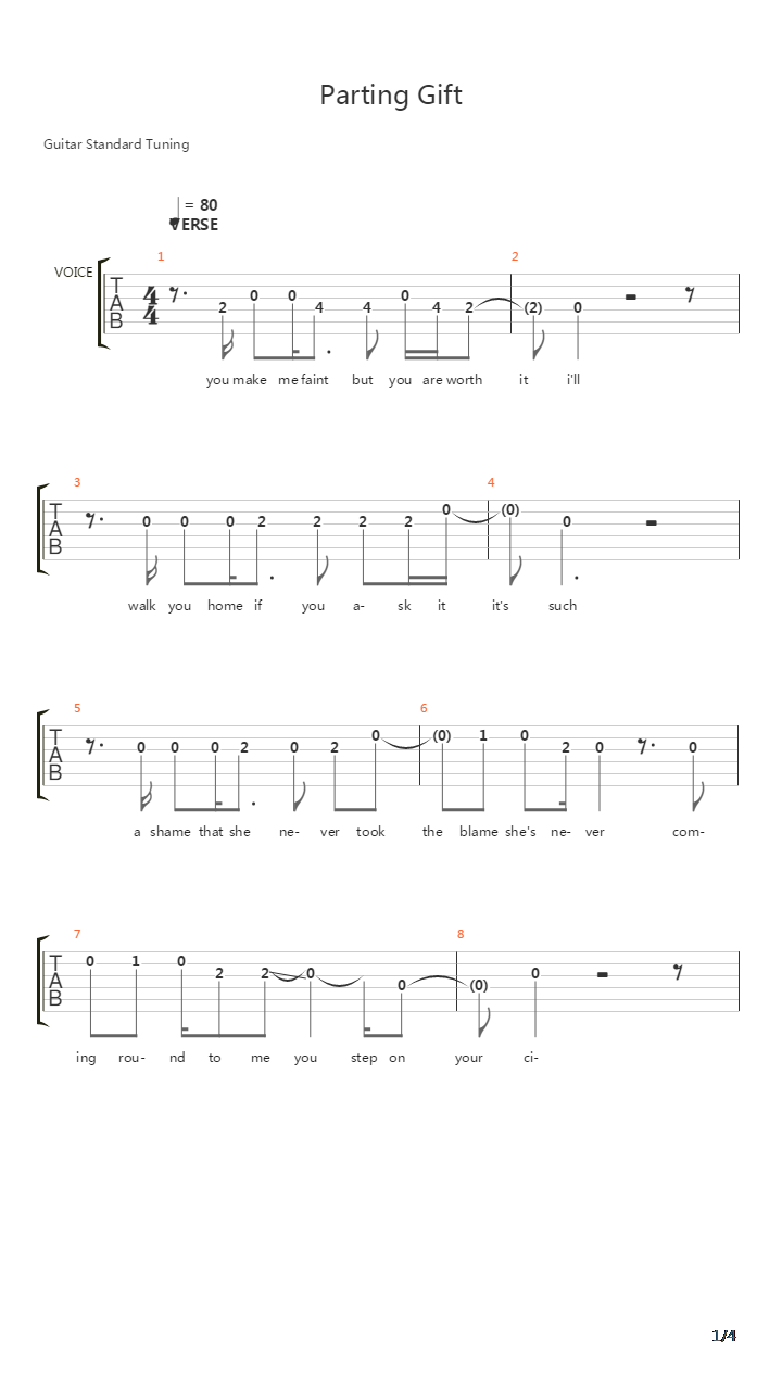 Parting Gift吉他谱