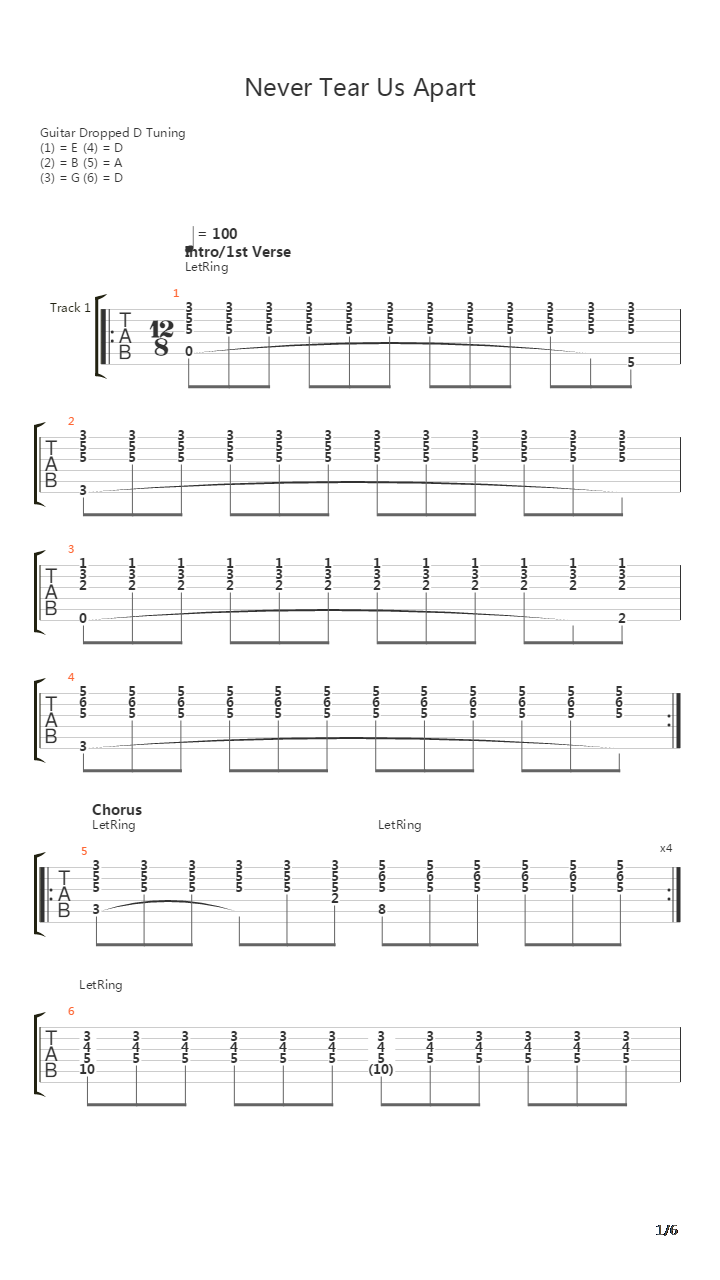 Never Tear Us Apart吉他谱