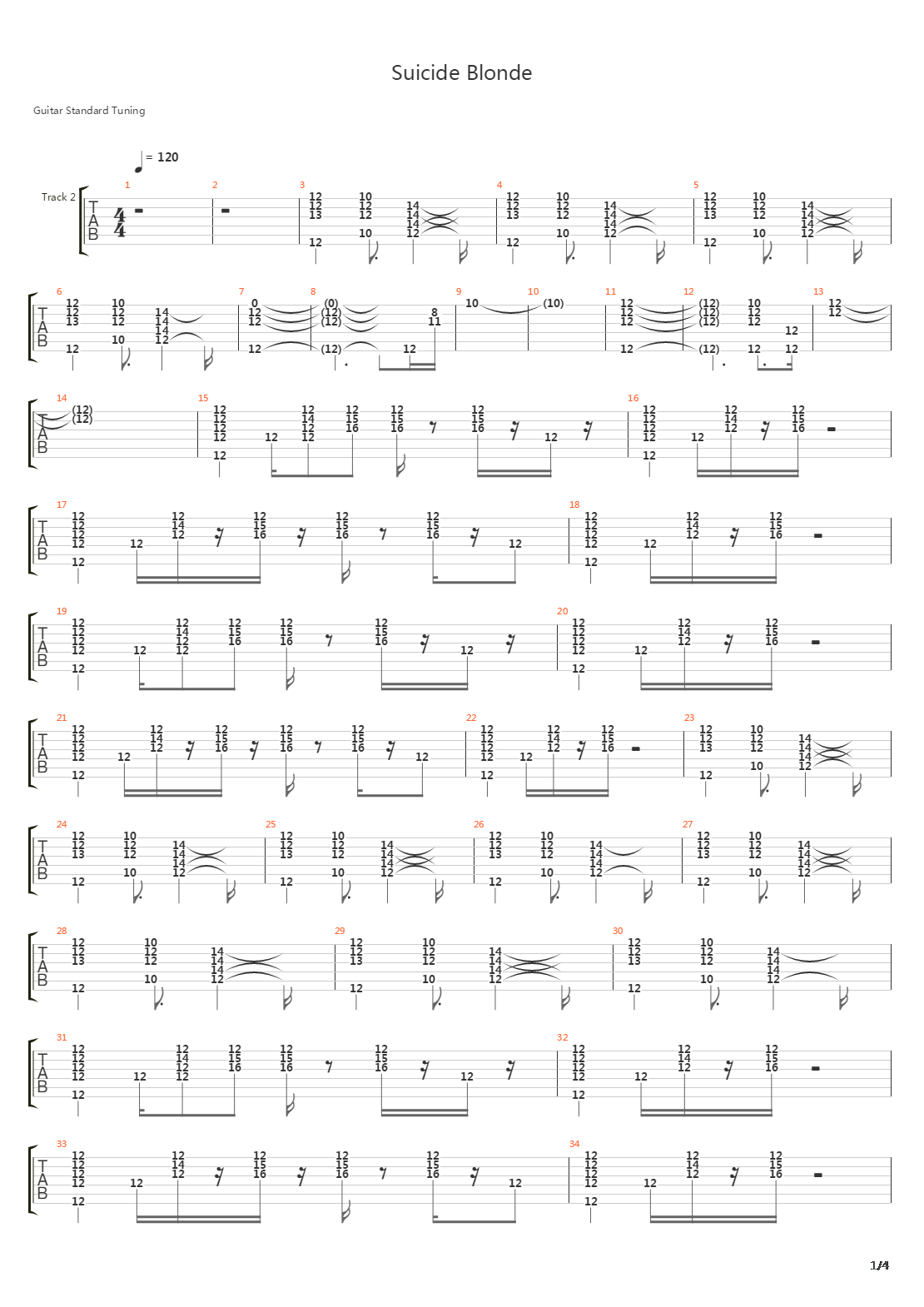 Suicide Blonde吉他谱