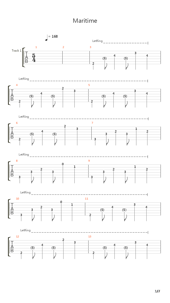 Maritime吉他谱