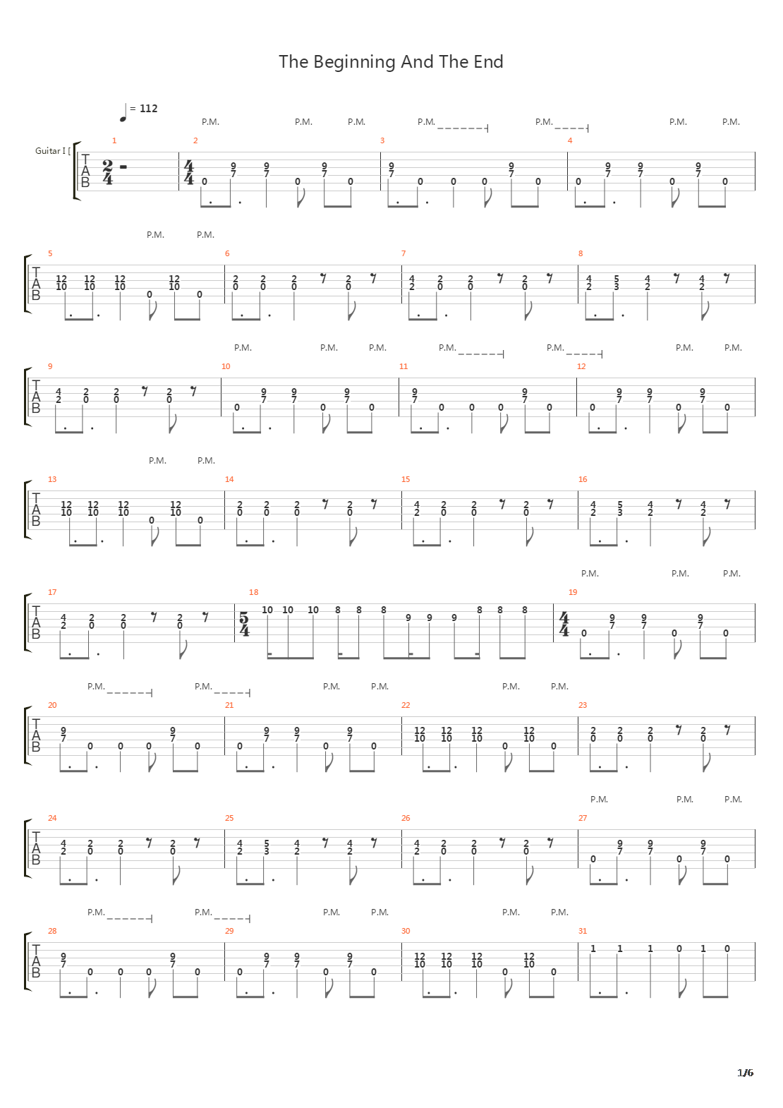 The Beginning And The End吉他谱