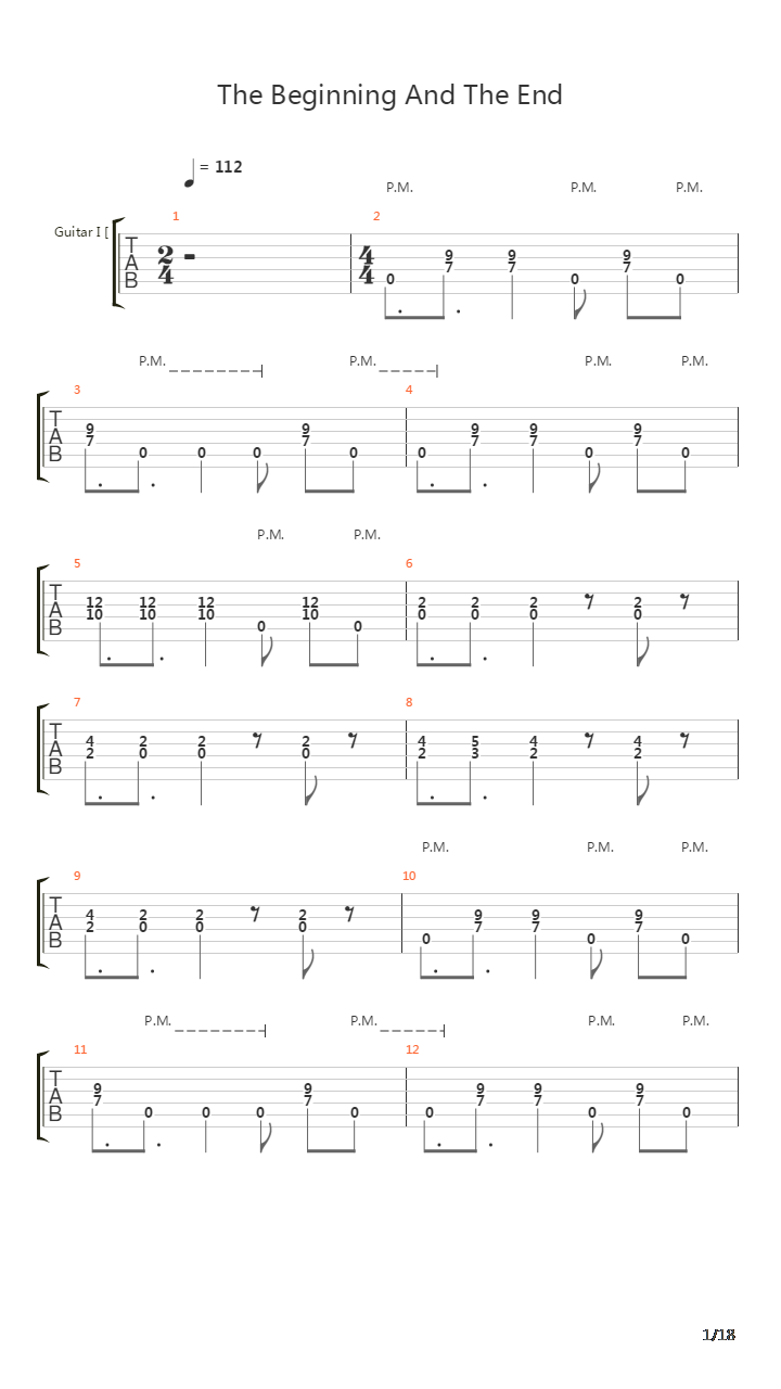 The Beginning And The End吉他谱