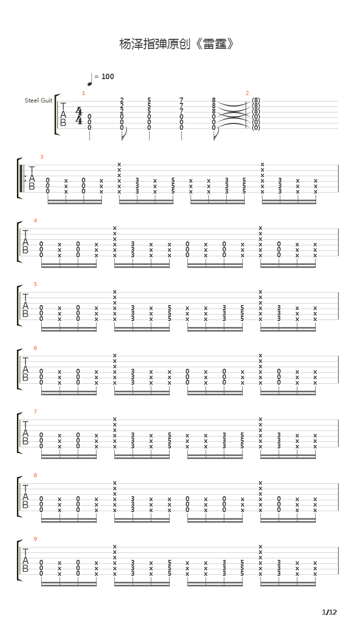 雷霆吉他谱