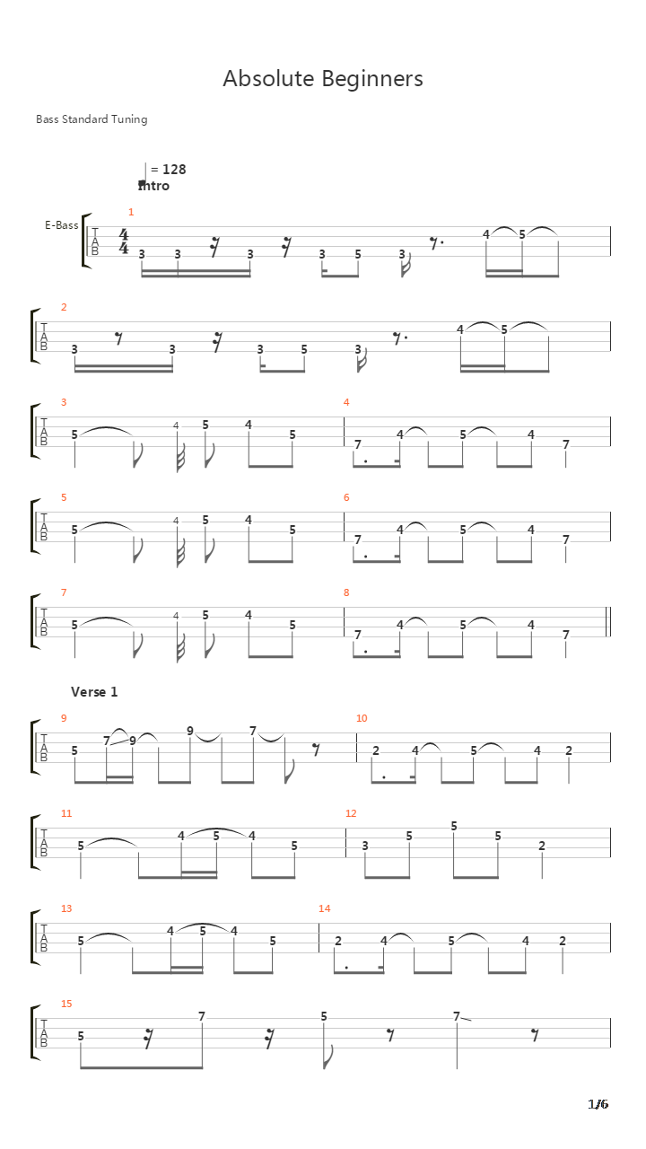 Absolute Beginners吉他谱