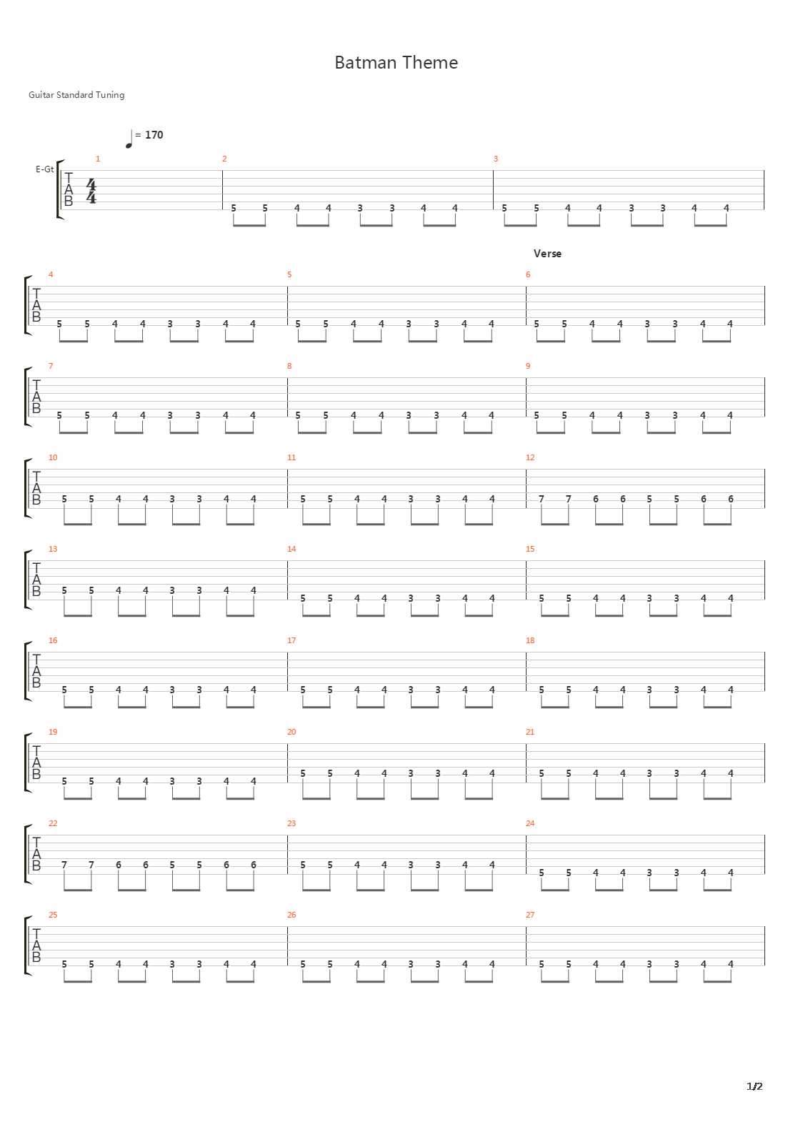 Batman Theme吉他谱