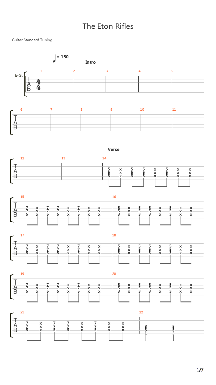 Eton Rifles吉他谱