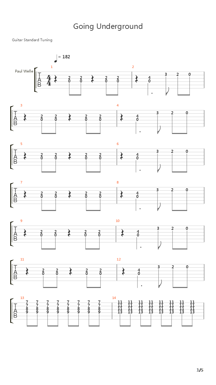 Going Underground吉他谱