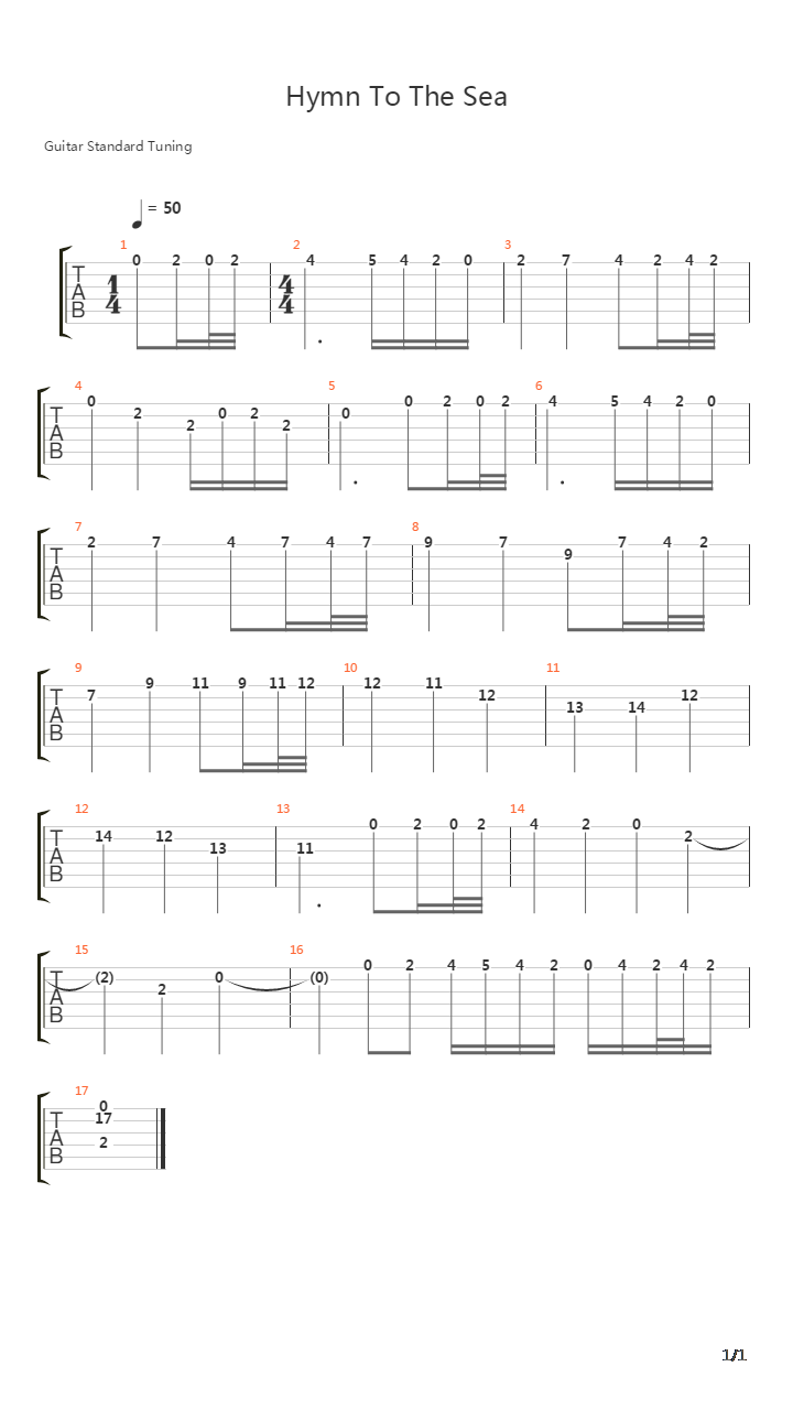 Hymn To The Sea吉他谱