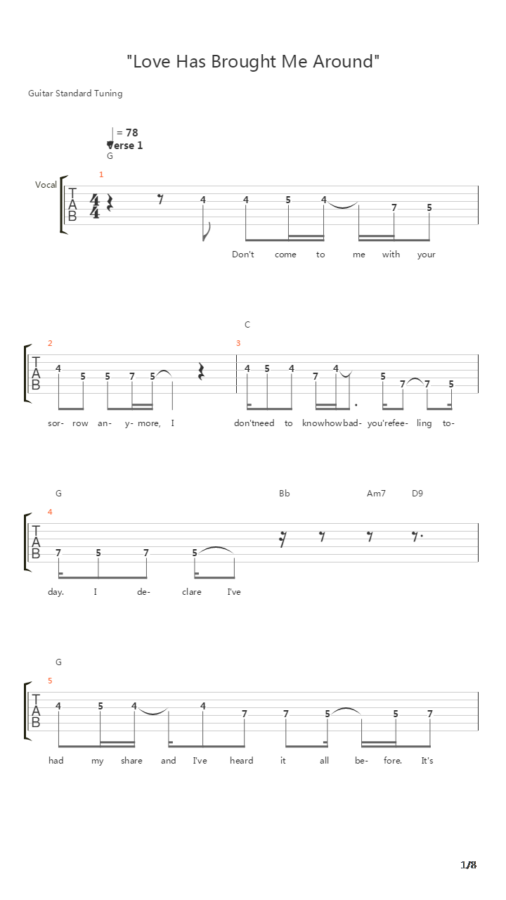 Love Has Brought Me Around吉他谱