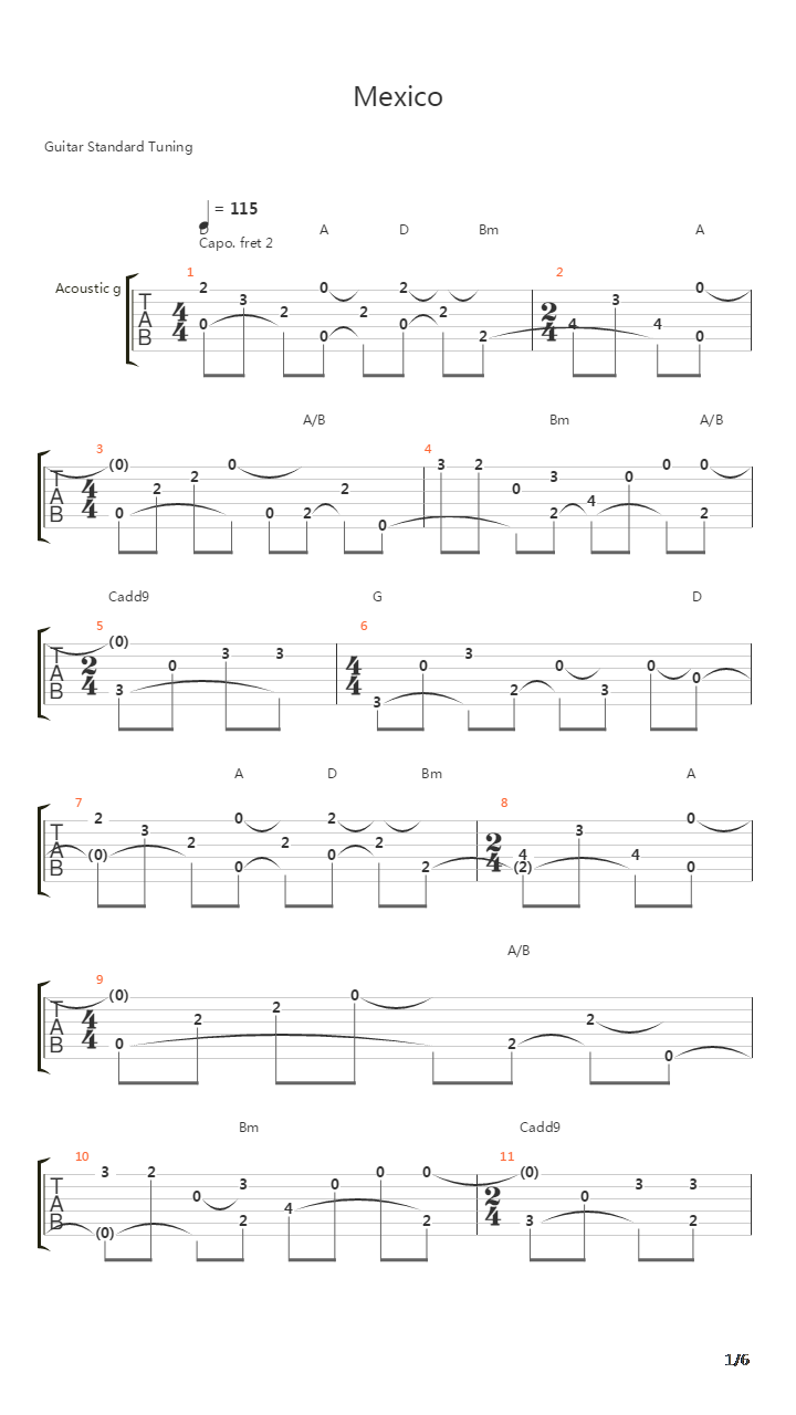 Mexico吉他谱