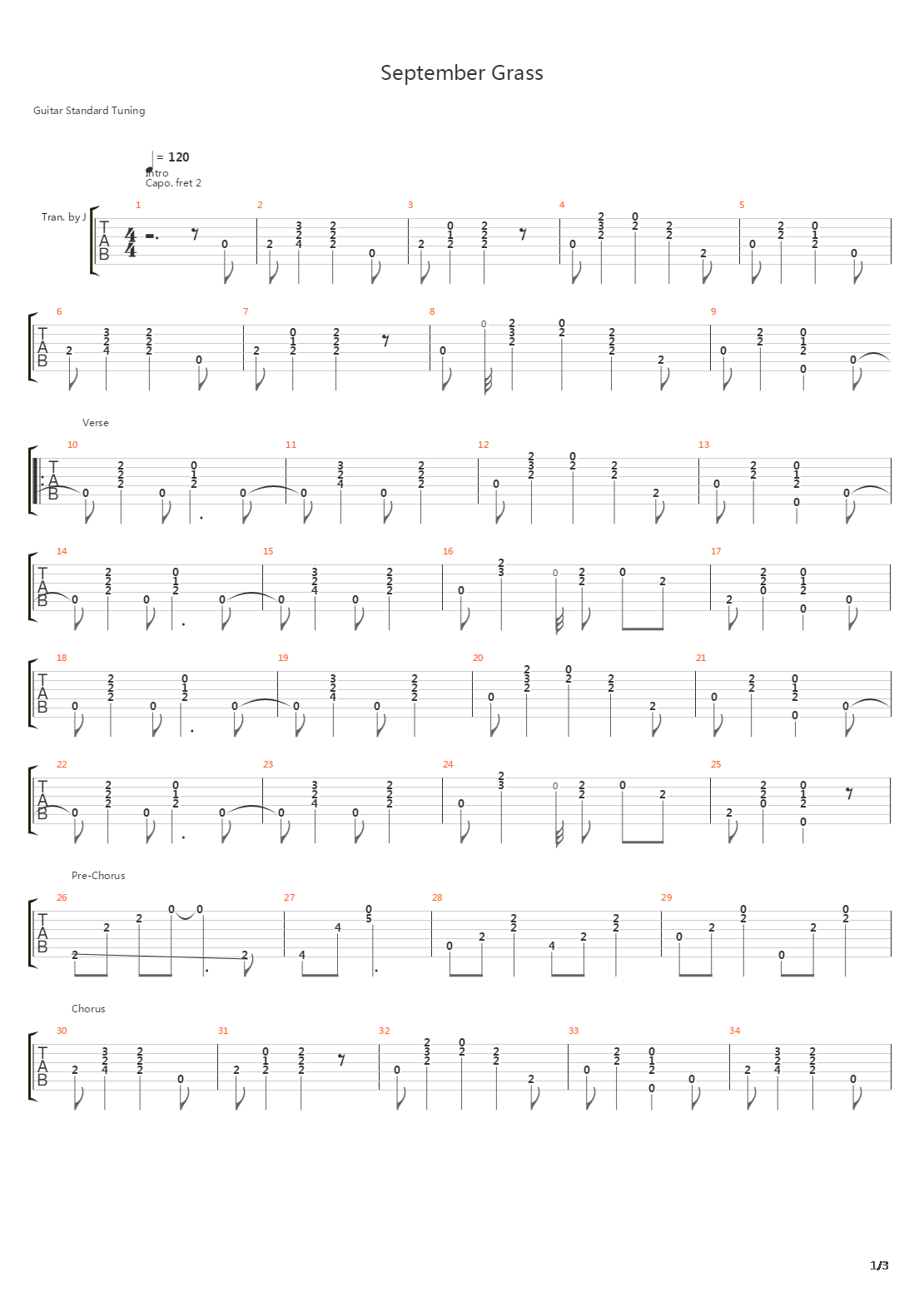 September Grass吉他谱
