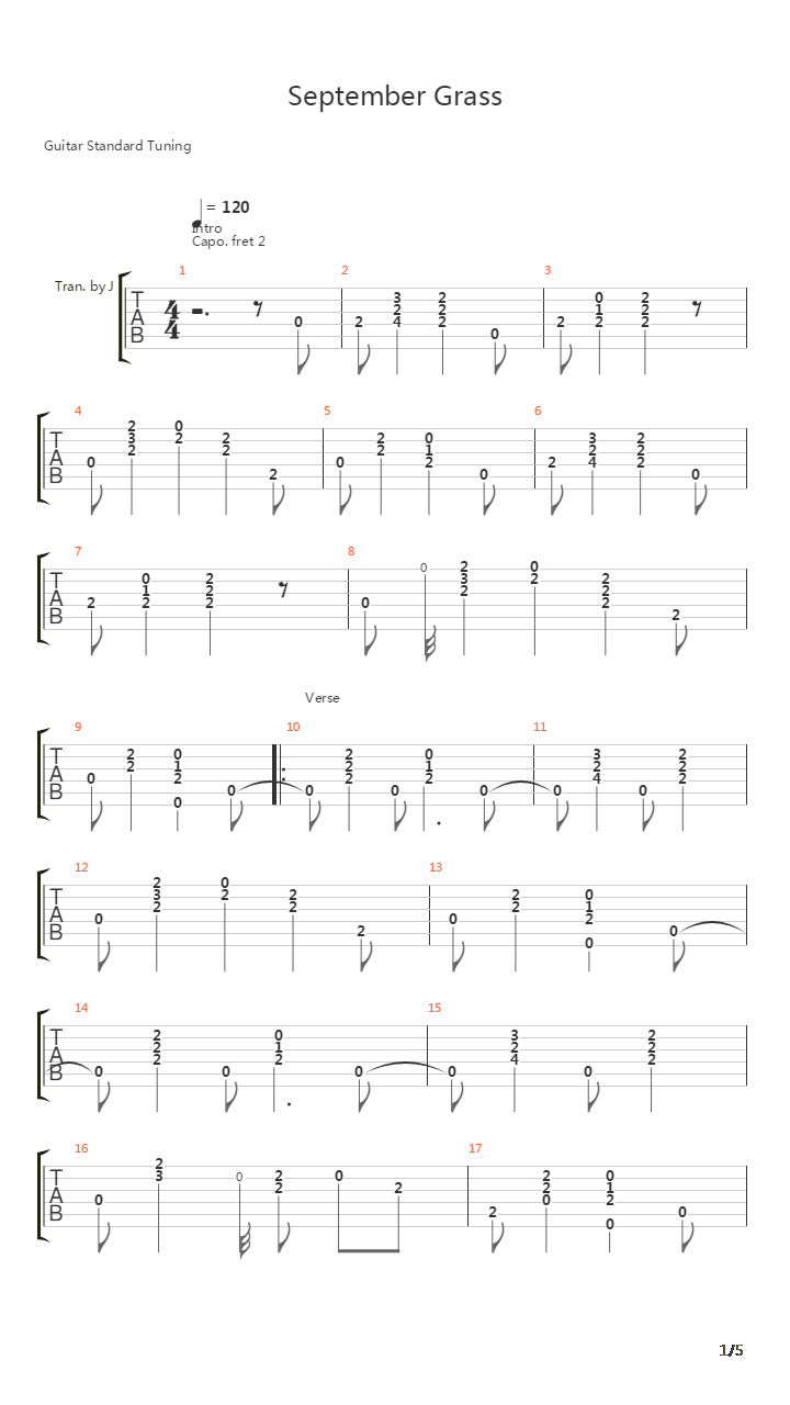 September Grass吉他谱