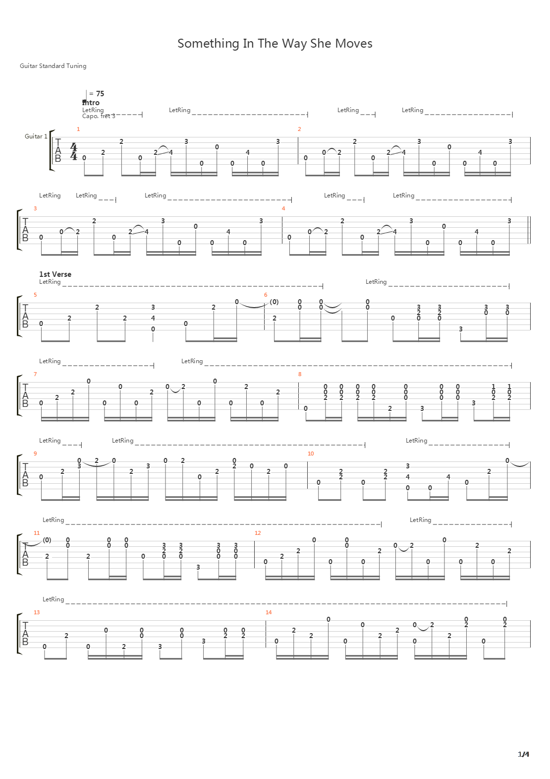 Something In The Way She Moves吉他谱