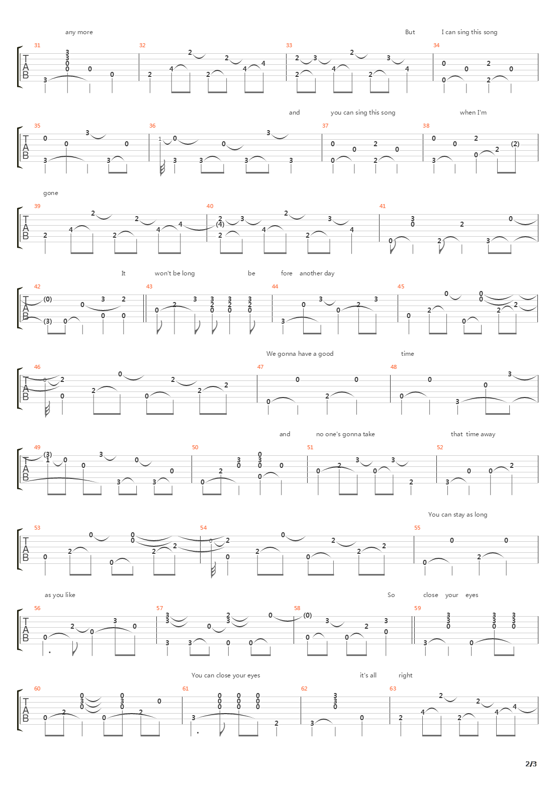 You Can Close Your Eyes吉他谱