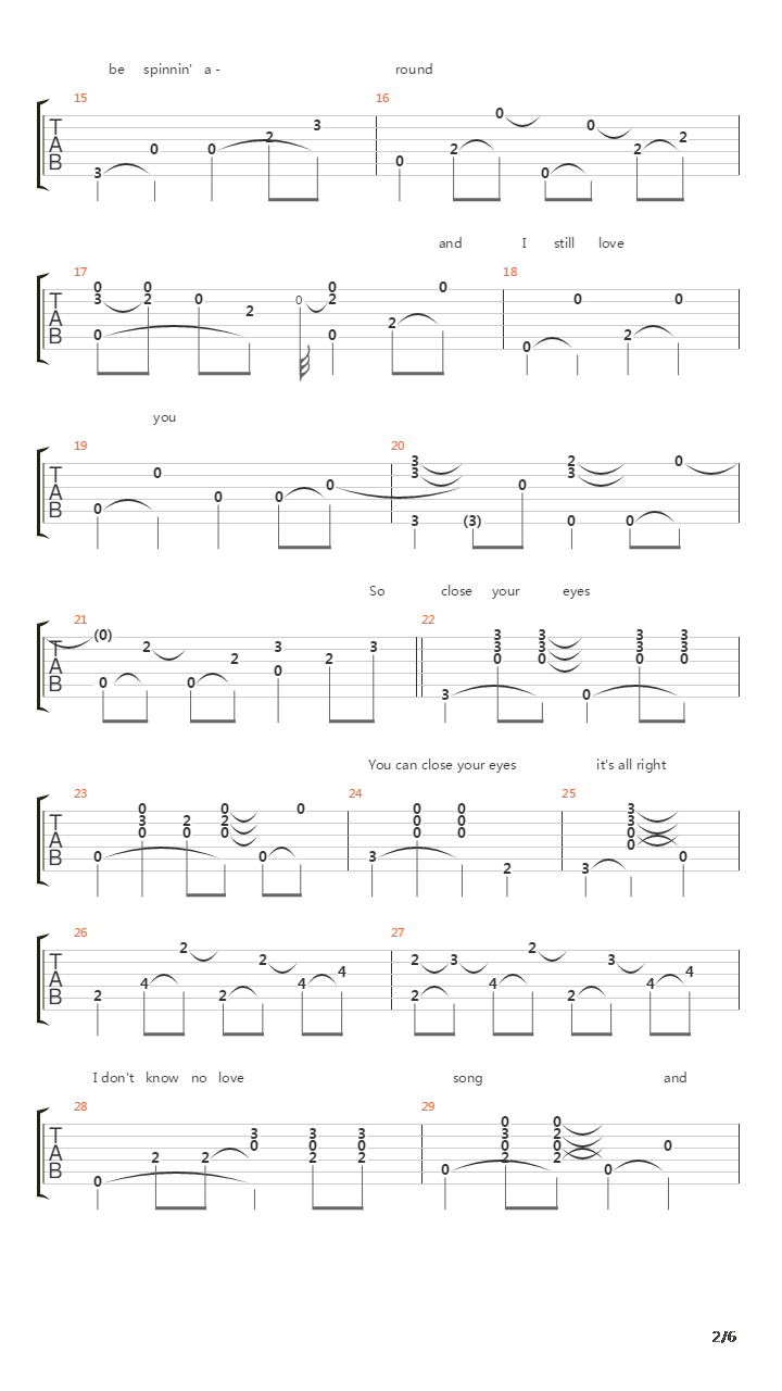 You Can Close Your Eyes吉他谱