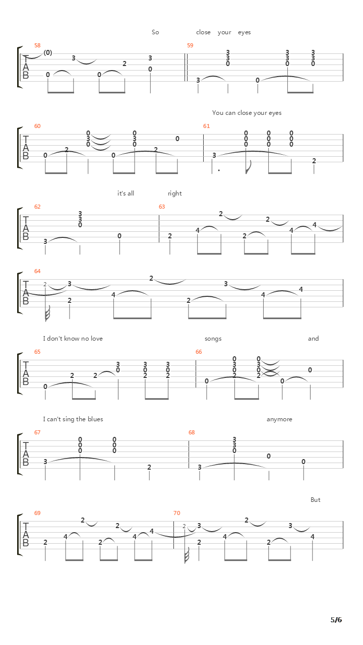 You Can Close Your Eyes吉他谱